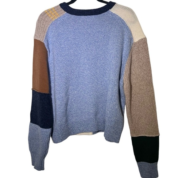 AlexaChung Blue Beige Wool Patchwork Crew Neck Sweater XL - Picture 2 of 9